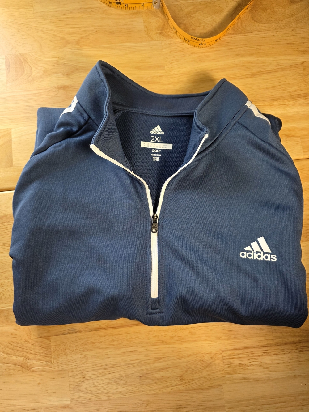 NWT 2XL Men's Adidas Navy 1/4 Zip Pullover with White Accents